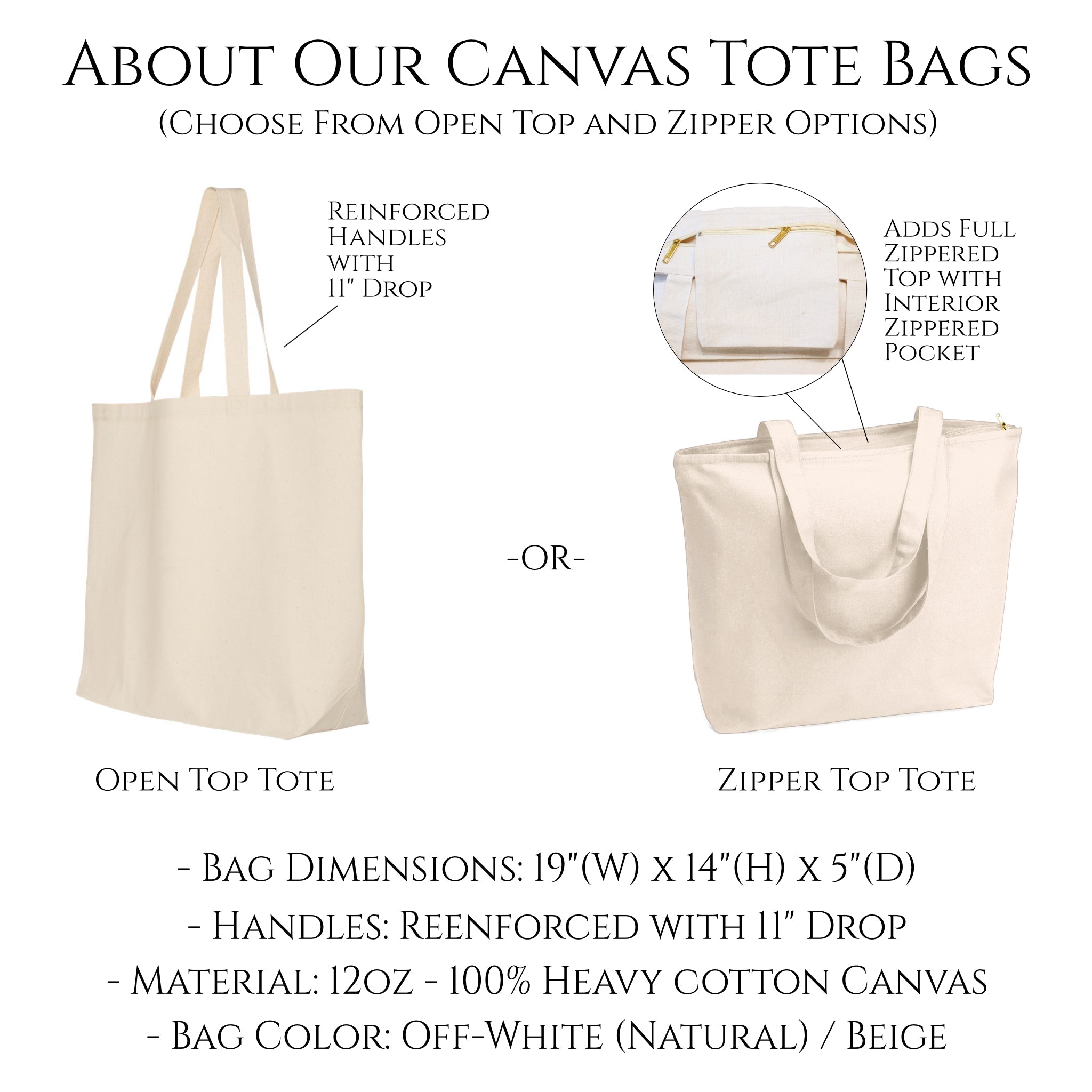 mala tote bag - medium size tote bag with zipper closure