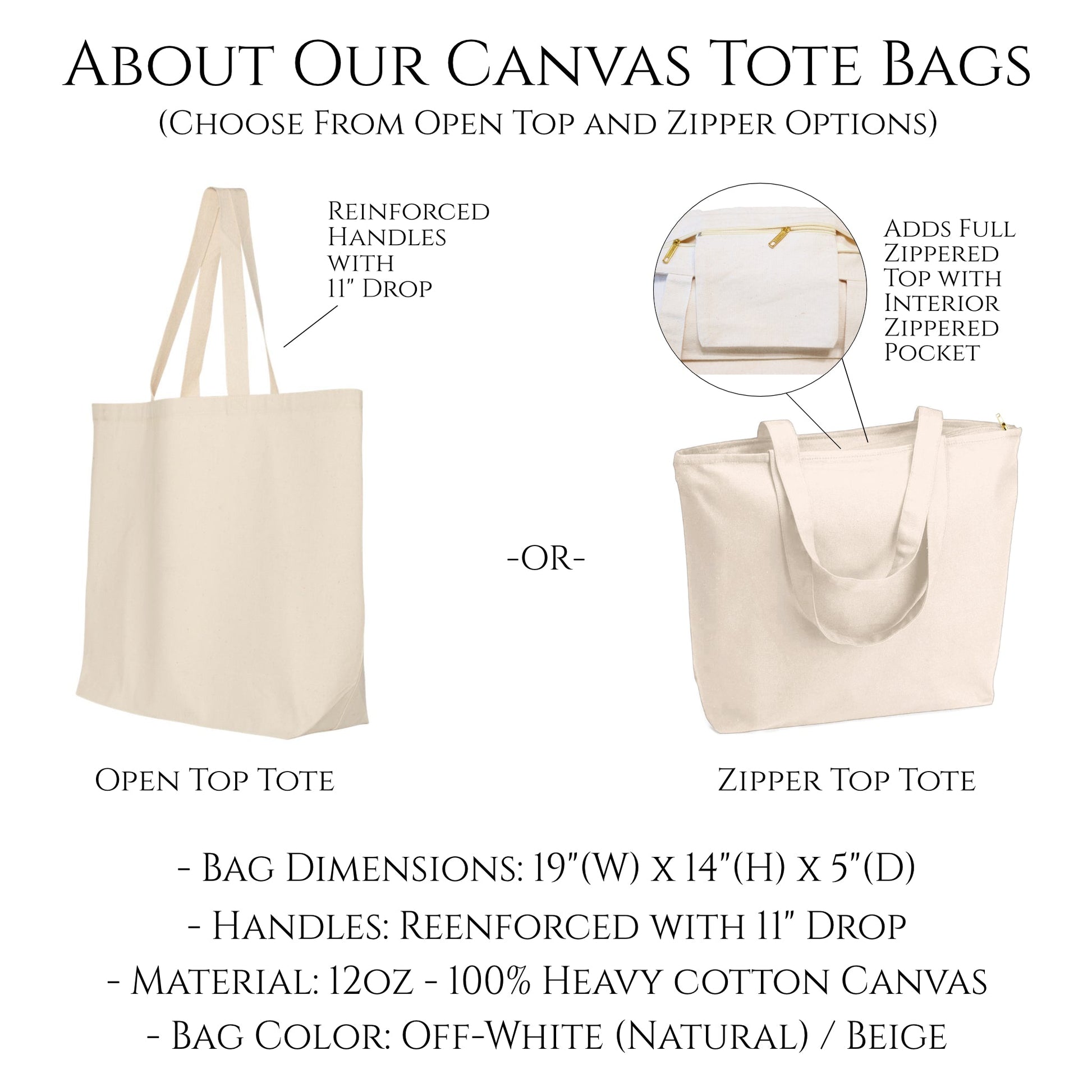 Cotton Canvas Shopping Bag w/ Pocket