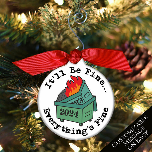 Dumpster Fire Ornament - 2024, Secret Santa Gift, Includes Custom Message