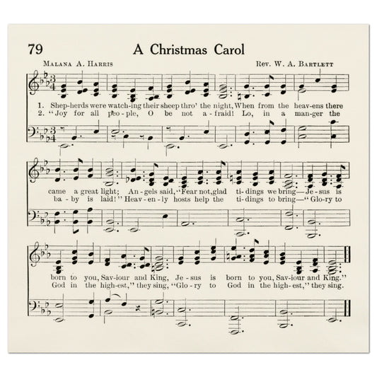 Christmas Fabric Panels - A Christmas Carol, Hymn, Sheet Music, Vintage, Song, Antique, Lyrics, Quilting, Cotton