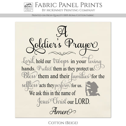 Patriotic Quilt - A Soldier's Prayer, Americana Fabric, Veteran Gift, Military, Retired, VA, Quilting, Crafts, Cotton