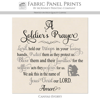 Patriotic Quilt - A Soldier's Prayer, Americana Fabric, Veteran Gift, Military, Retired, VA, Quilting, Crafts, Cotton