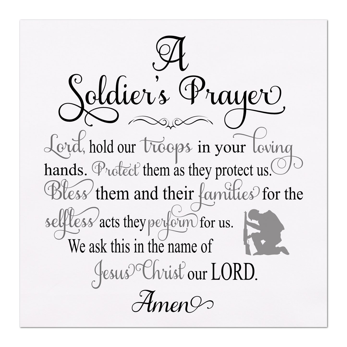 Patriotic Quilt - A Soldier's Prayer, Americana Fabric, Veteran Gift, Military, Retired, VA, Quilting, Crafts, Cotton