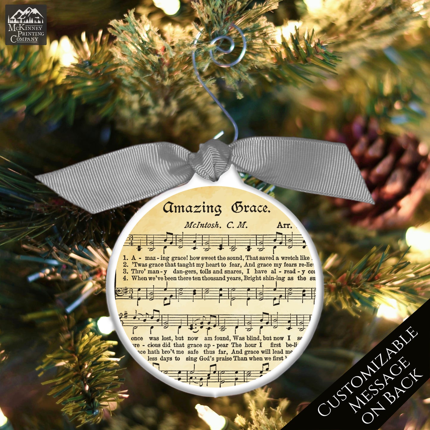 Amazing Grace - Christmas Ornament, Church, Hymn, Vintage Sheet Music