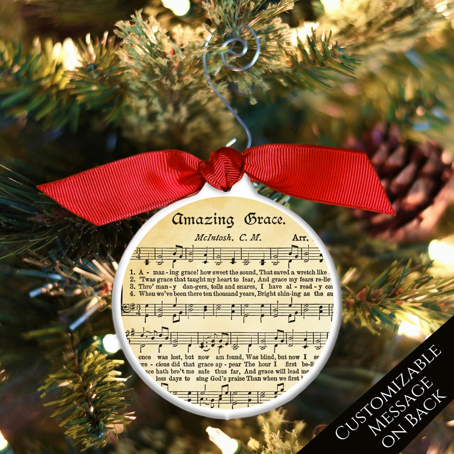 Amazing Grace - Christmas Ornament, Church, Hymn, Vintage Sheet Music