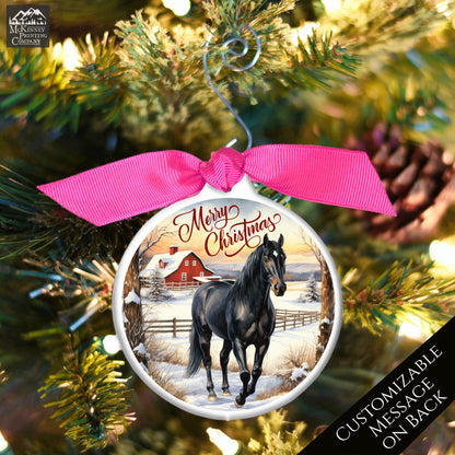 Horse Christmas Ornaments - Black, Personalized, Riding, Racing, Gifts