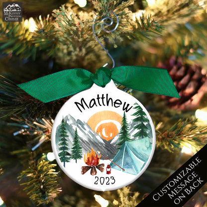 Camping Ornament - Personalized Name, Camper, Outdoor Christmas Gift