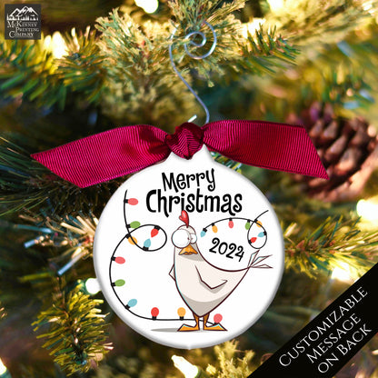 Chicken Ornament - Rooster, Christmas Tree Décor, Custom Gift, Farm, 2024