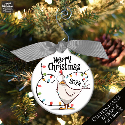 Chicken Ornament - Rooster, Christmas Tree Décor, Custom Gift, Farm, 2024