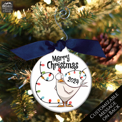 Chicken Ornament - Rooster, Christmas Tree Décor, Custom Gift, Farm, 2024