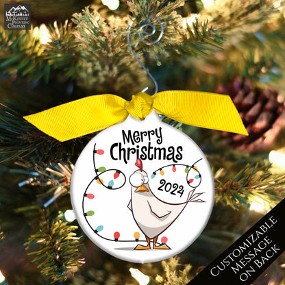 Chicken Ornament - Rooster, Christmas Tree Décor, Custom Gift, Farm, 2024