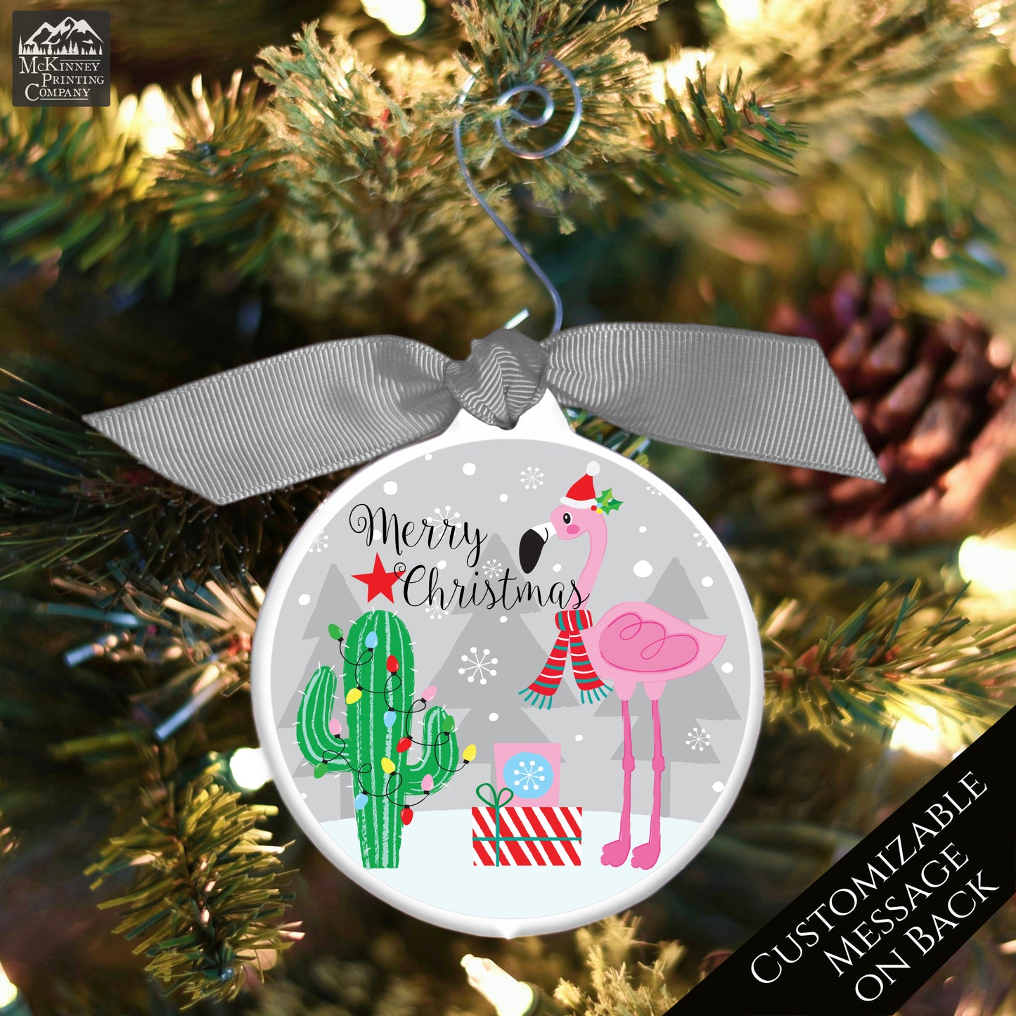 Flamingo Ornament - Custom Christmas Gift, Personalized, Cute, Pink