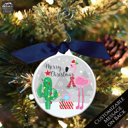 Flamingo Ornament - Custom Christmas Gift, Personalized, Cute, Pink