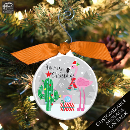 Flamingo Ornament - Custom Christmas Gift, Personalized, Cute, Pink