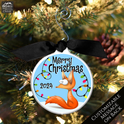 Fox Ornament - Fox Christmas Decorations,  Custom Ornament, Baby Boy, Toddler, Bauble