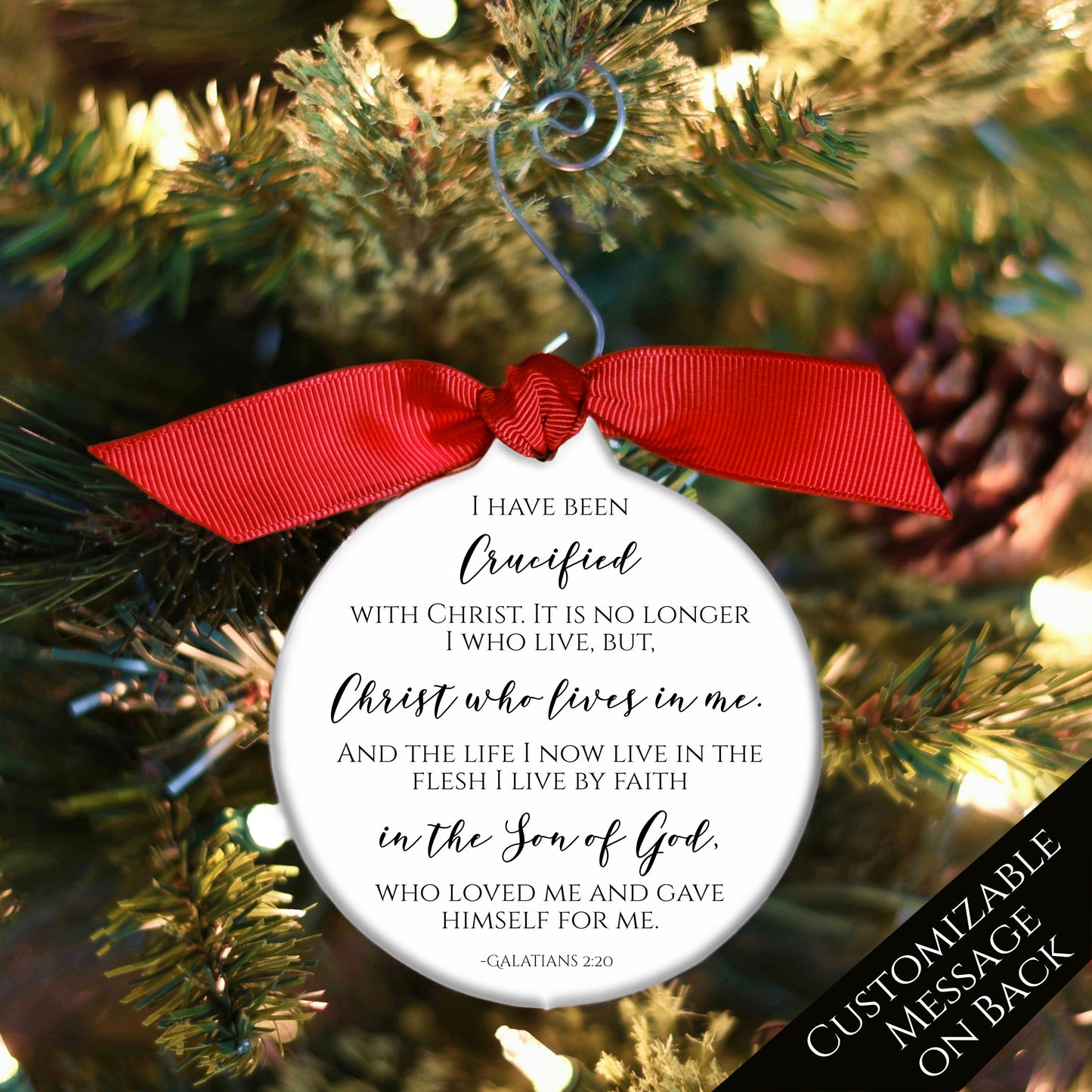 Galatians 2 20 - Bible Verse Ornament, Christmas, Christian Gift