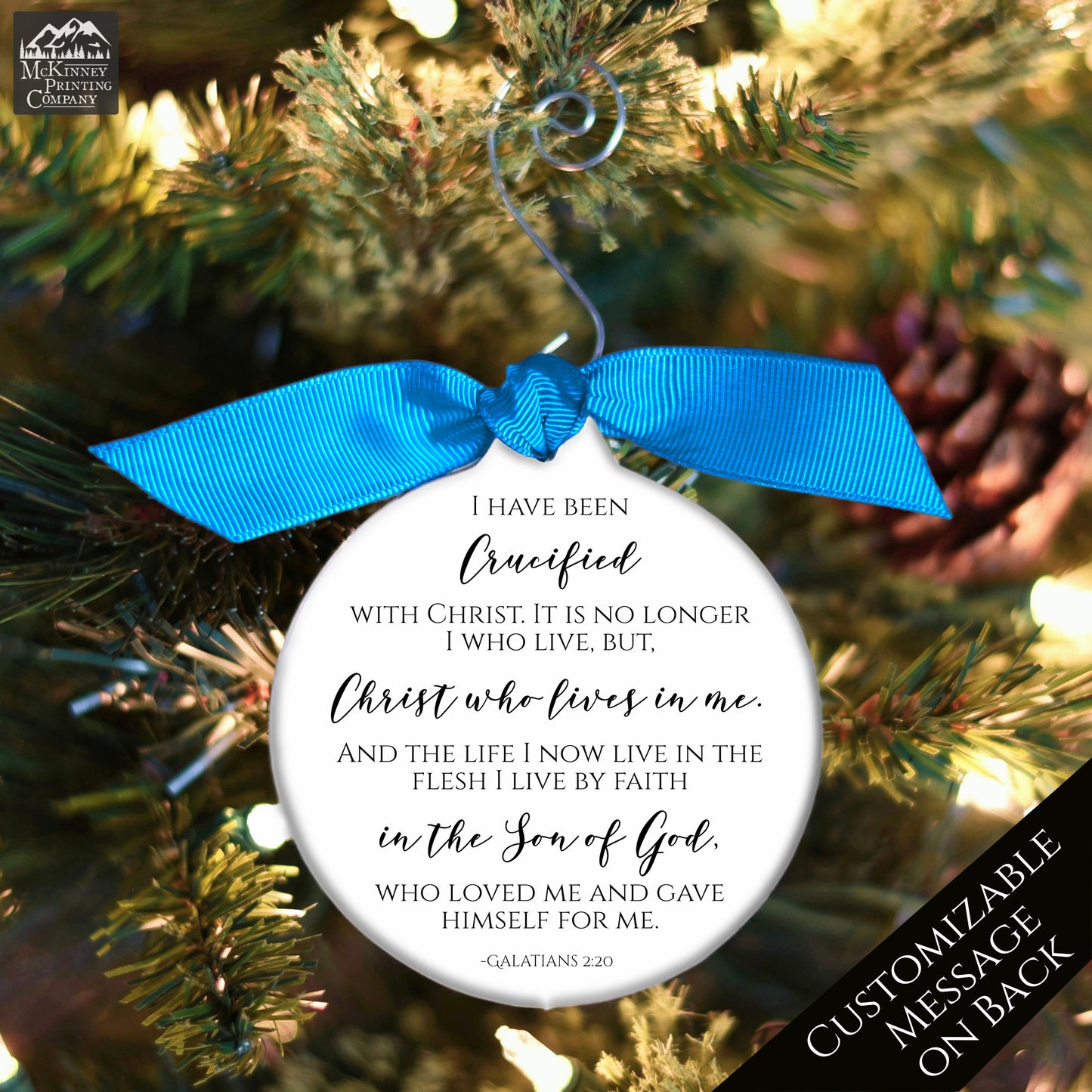 Galatians 2 20 - Bible Verse Ornament, Christmas, Christian Gift