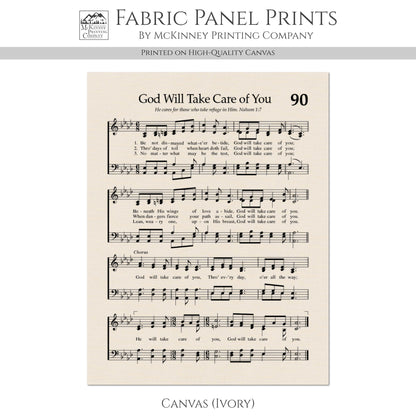 Antique Sheet Music - God Will Take Care of You, Vintage Hymn Print, Christian Fabric, Quilt