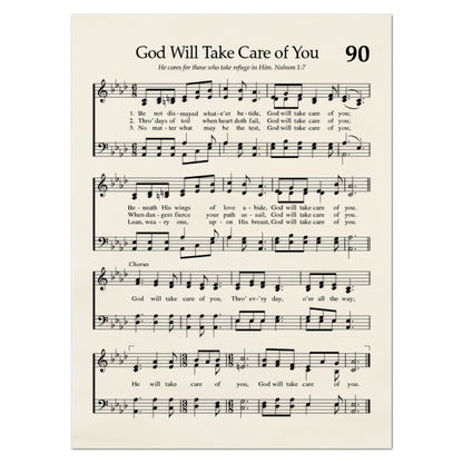 Antique Sheet Music - God Will Take Care of You, Vintage Hymn Print, Christian Fabric, Quilt