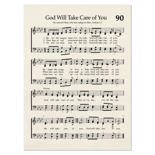 Antique Sheet Music - God Will Take Care of You, Vintage Hymn Print, Christian Fabric, Quilt