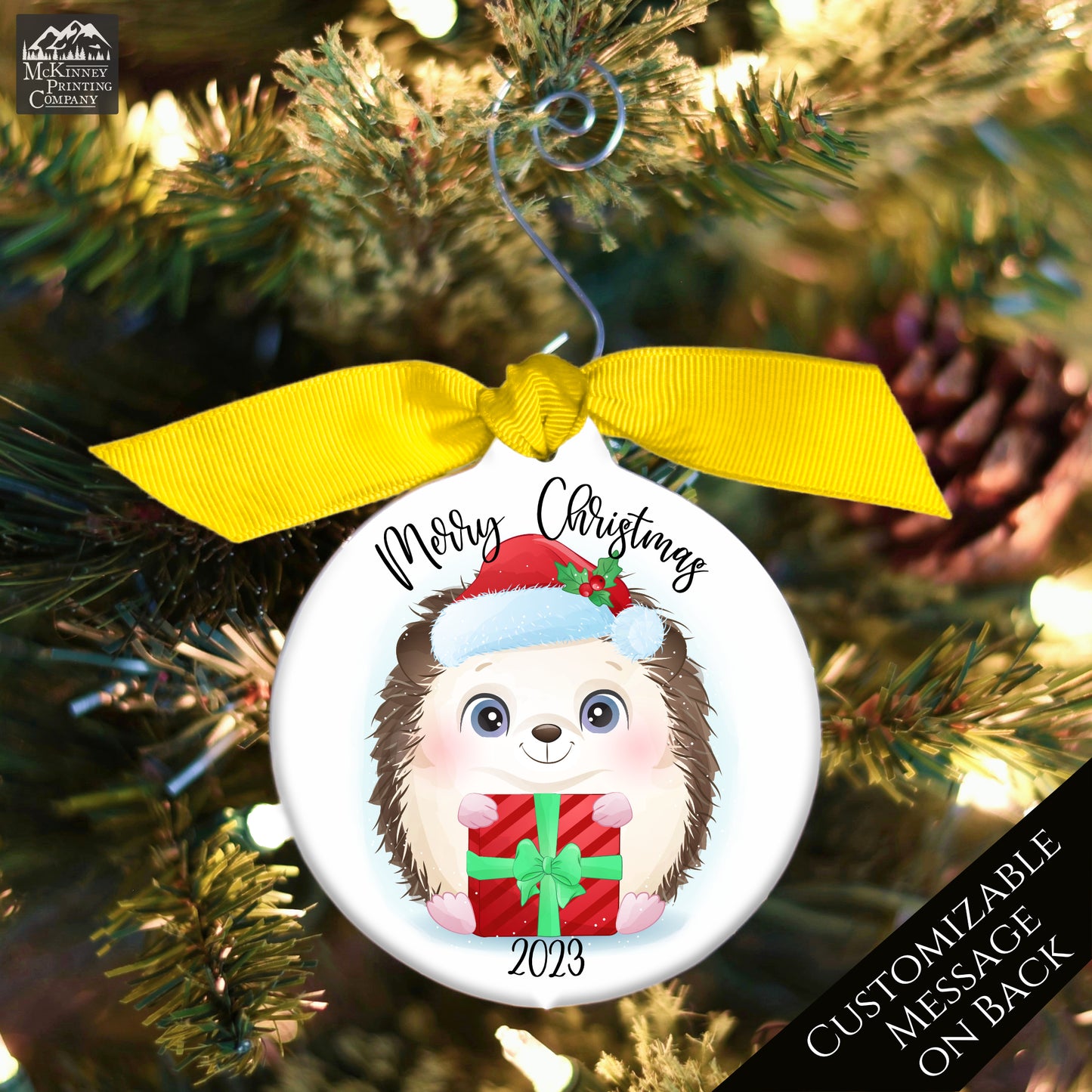 Hedgehog Ornament - Custom, First Christmas, Personalized, Bauble