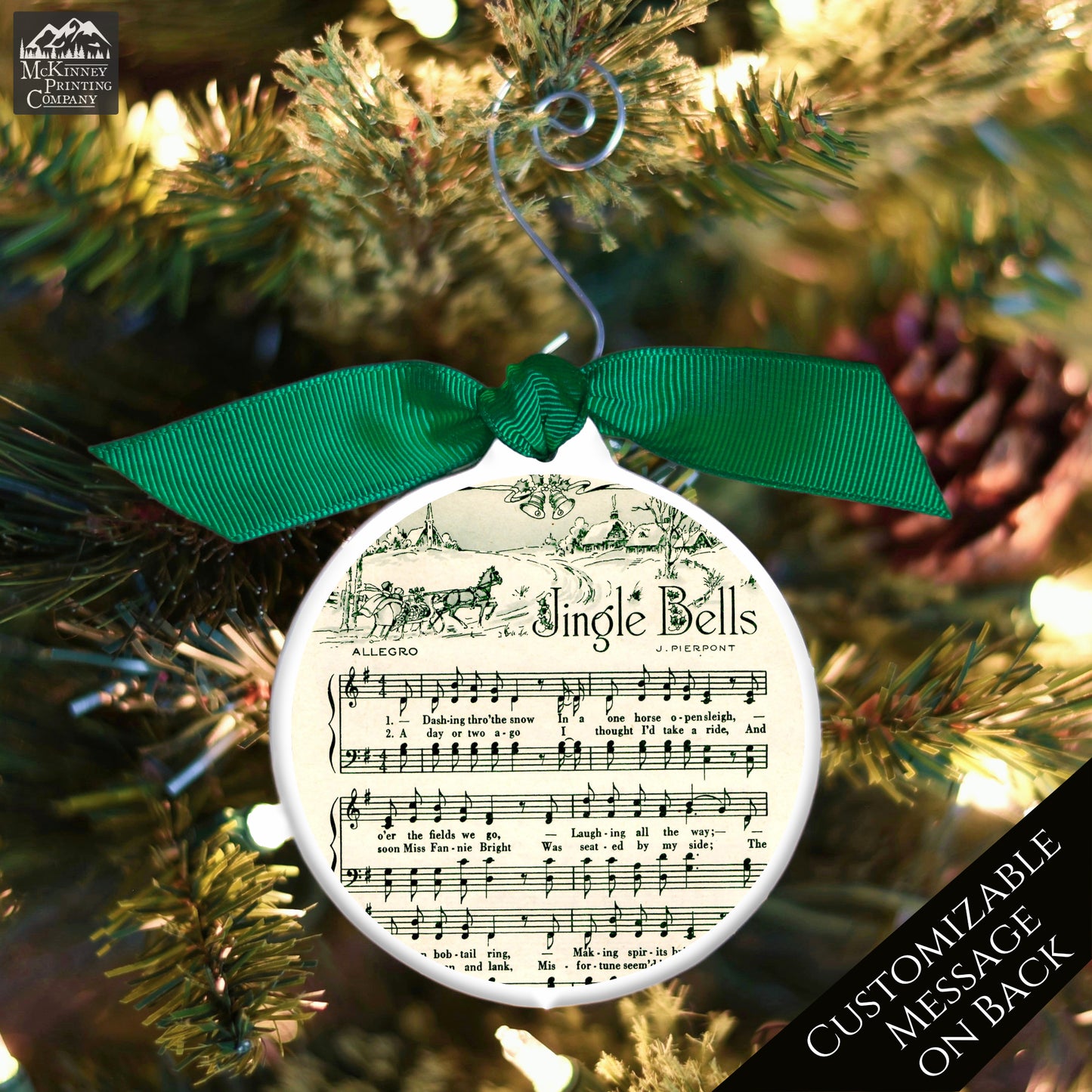 Jingle Bells - Christmas Ornament, Vintage Sheet Music, Song