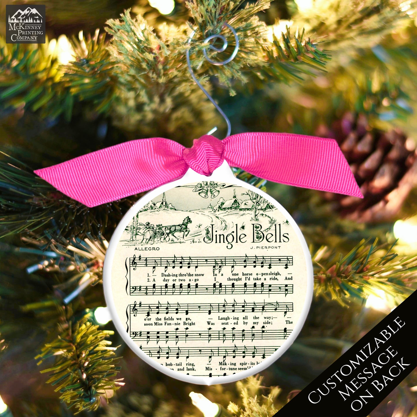 Jingle Bells - Christmas Ornament, Vintage Sheet Music, Song