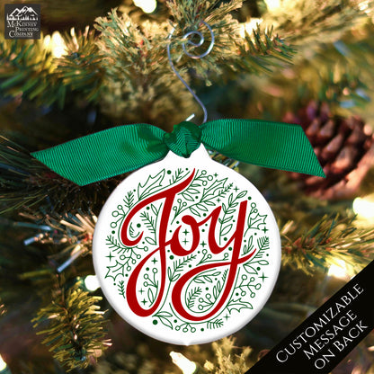 Joy Christmas Ornament - Custom, Personalized, Neighbor, Friend Gift
