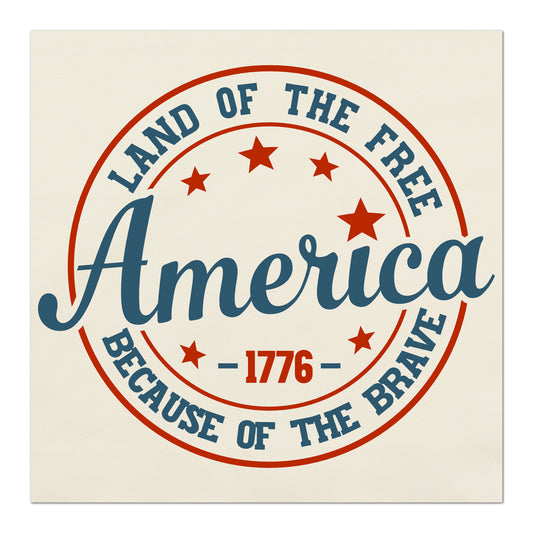 America - Land of the Free, because of the Brave - 1776 - Fabric Panel Print