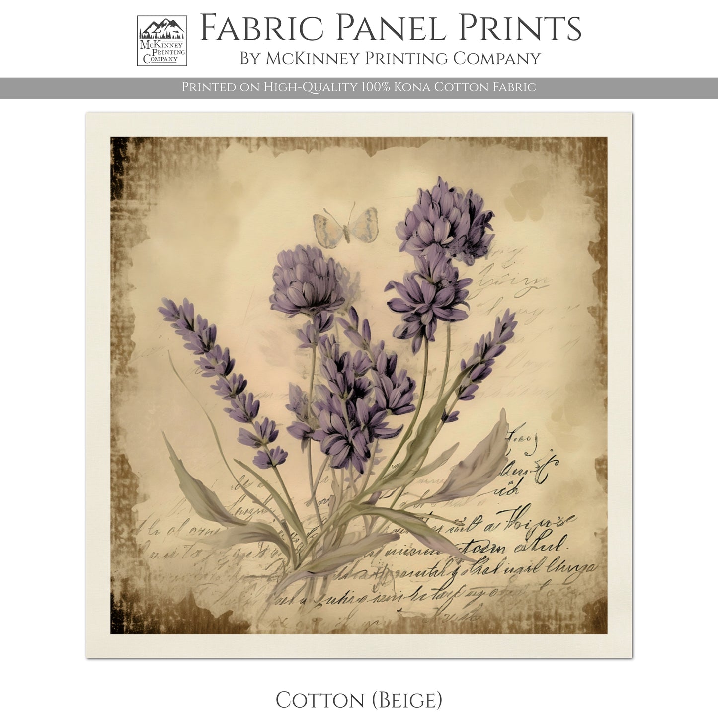 Lavender Fabric, Plant, French Country, Farmhouse - Kona Cotton Fabric