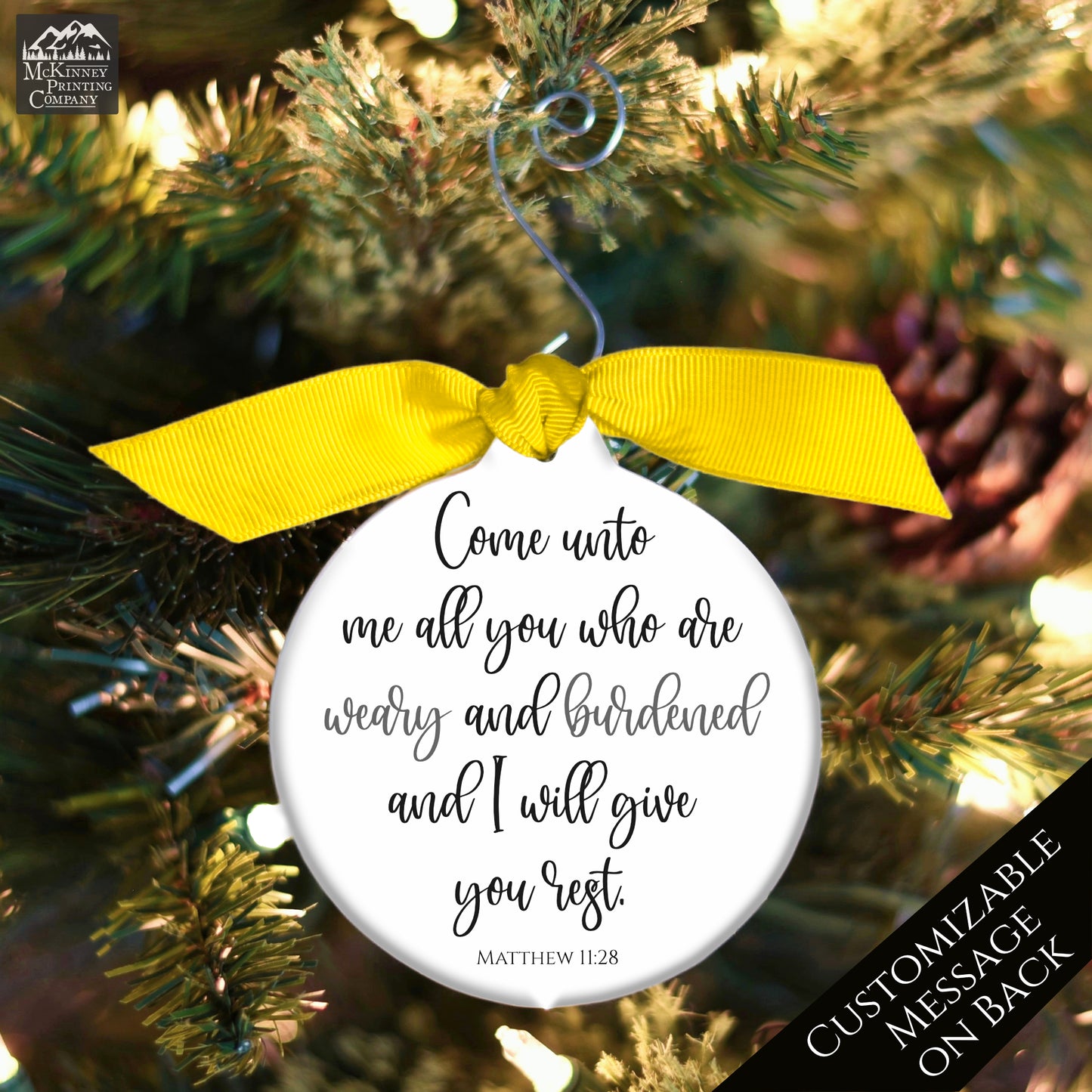 Come Unto Me - Christmas Ornament, Matthew 11:28, Christian Gift