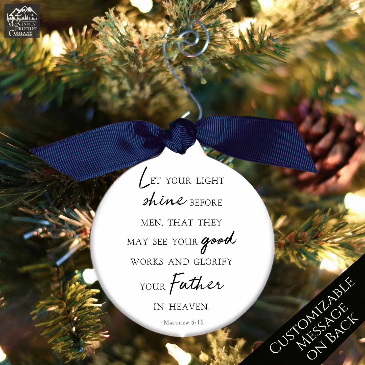 Let Your Light Shine - Christmas Ornament, Matthew 5 16, Church Gift