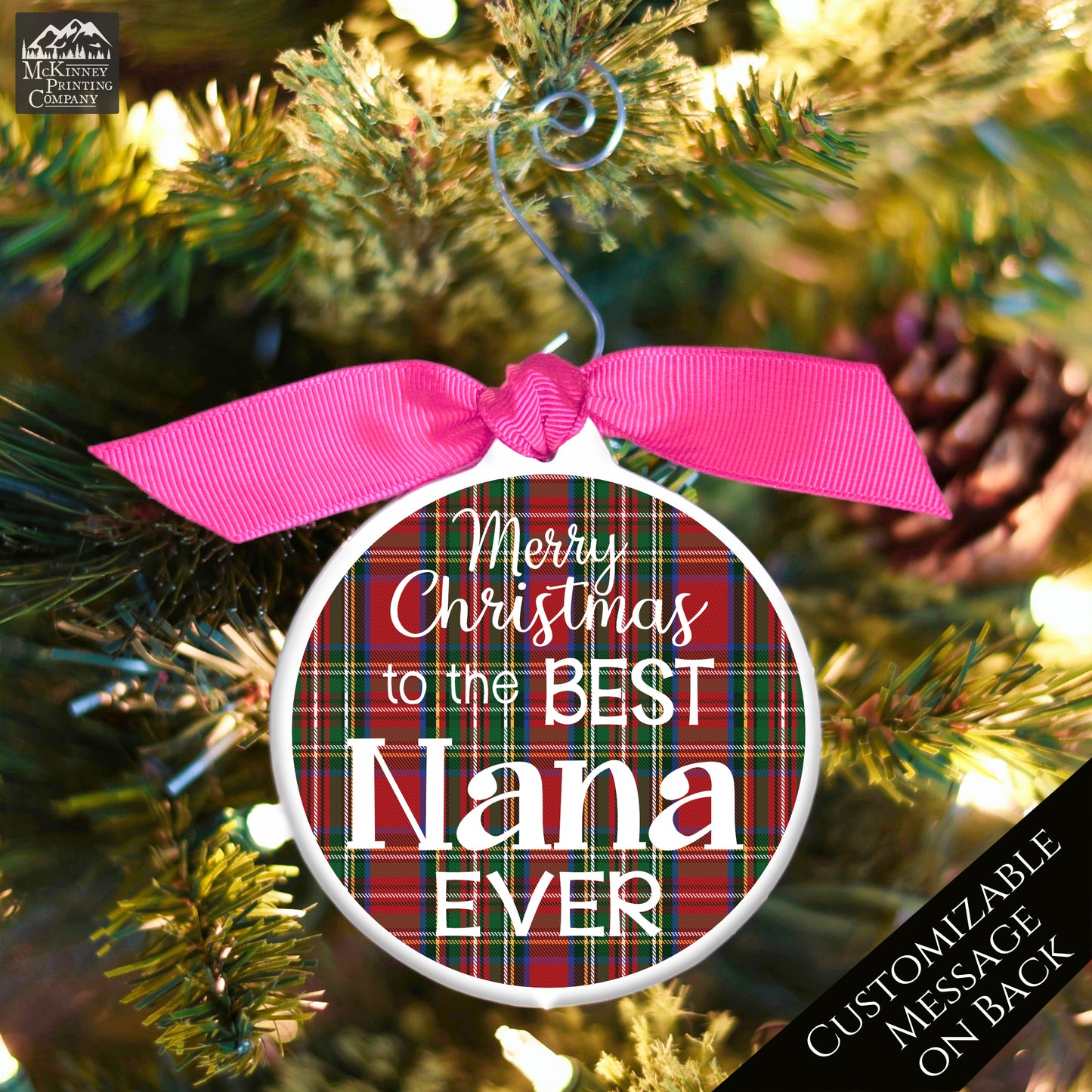 Nana Ornament - Christmas Tree Decor, Grandma Gift, Bauble - Custom Message