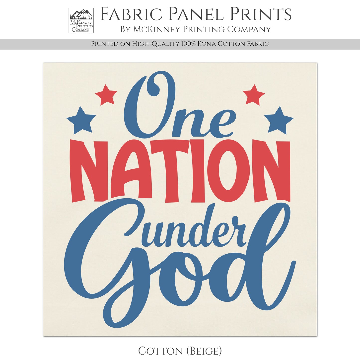 Patriotic Fabric - One Nation Under God, USA, Military, Veteran, Quilting, Quilts of Valor, Cotton, Red White and Blue