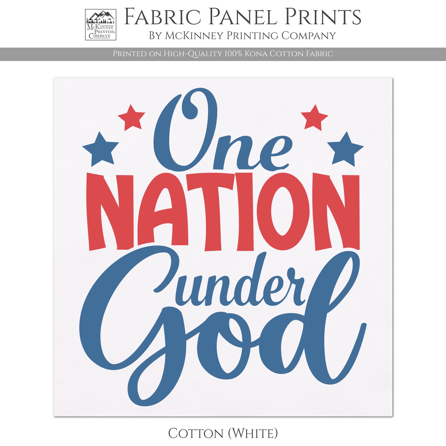 Patriotic Fabric - One Nation Under God, USA, Military, Veteran, Quilting, Quilts of Valor, Cotton, Red White and Blue