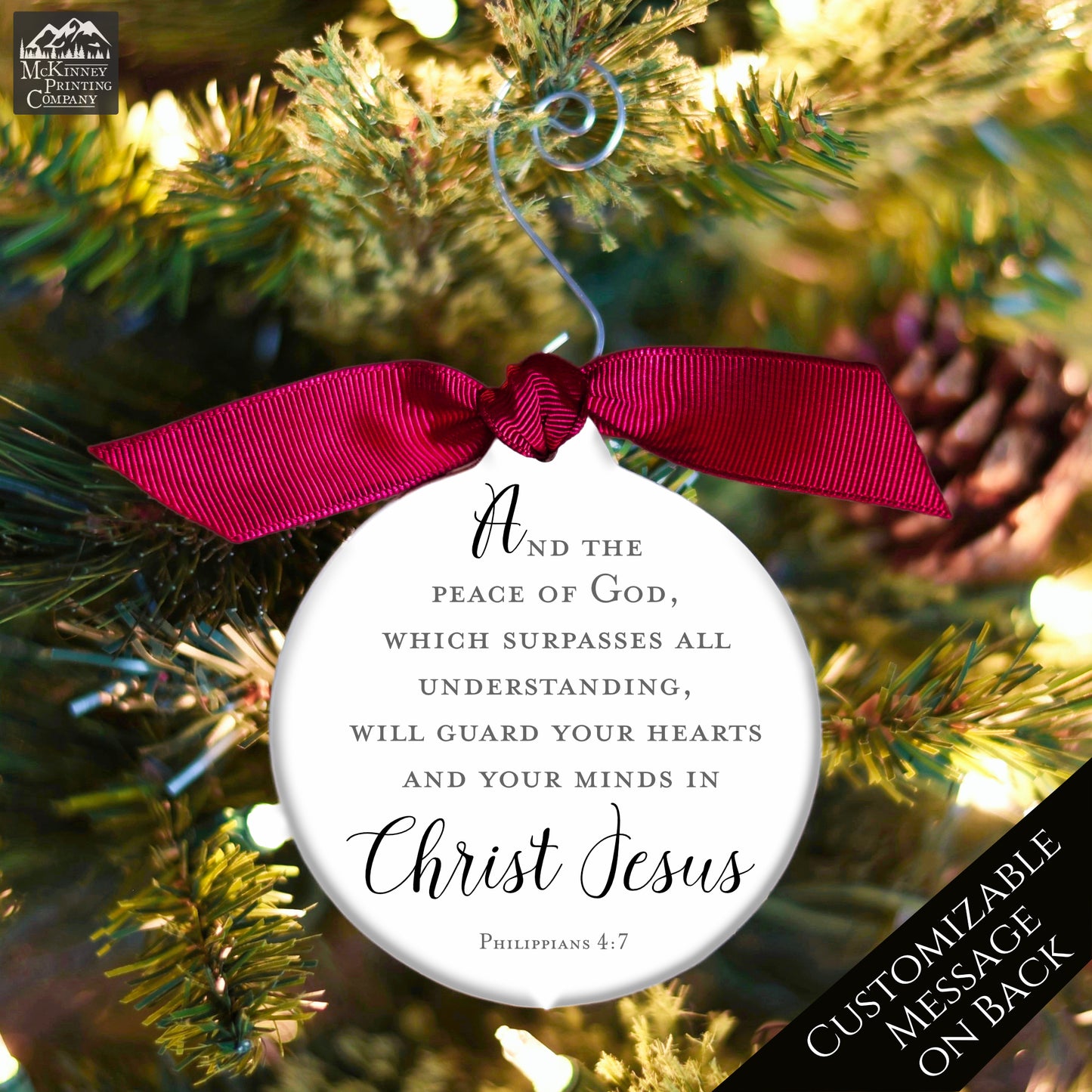 Philippians 4 7 - Christmas Ornament, Peace of God, Bible Verse