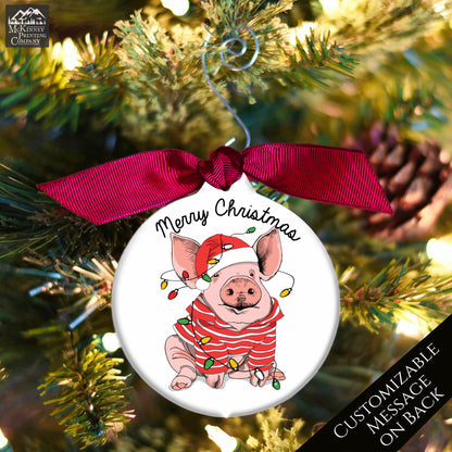 Pig Ornament - Custom Christmas Gift, Pig Lover Gift, Personalized