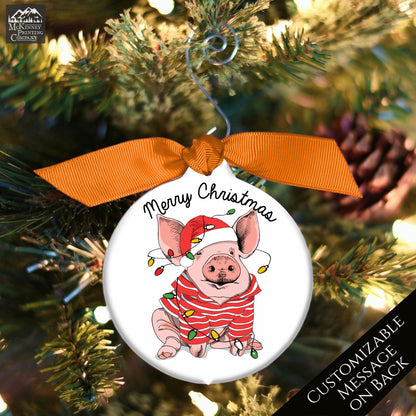 Pig Ornament - Custom Christmas Gift, Pig Lover Gift, Personalized