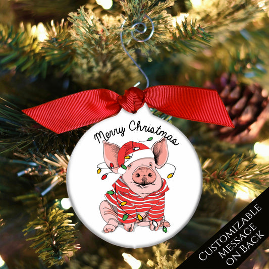 Pig Ornament - Custom Christmas Gift, Pig Lover Gift, Personalized, Custom