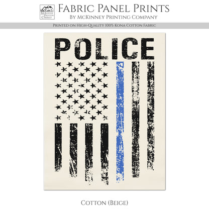 Thin Blue Line - Police Fabric, Patriotic, Retired, Officer, Law Enforcement, Flag, Memorial, Quilting, Crafts, Quilts of Valor