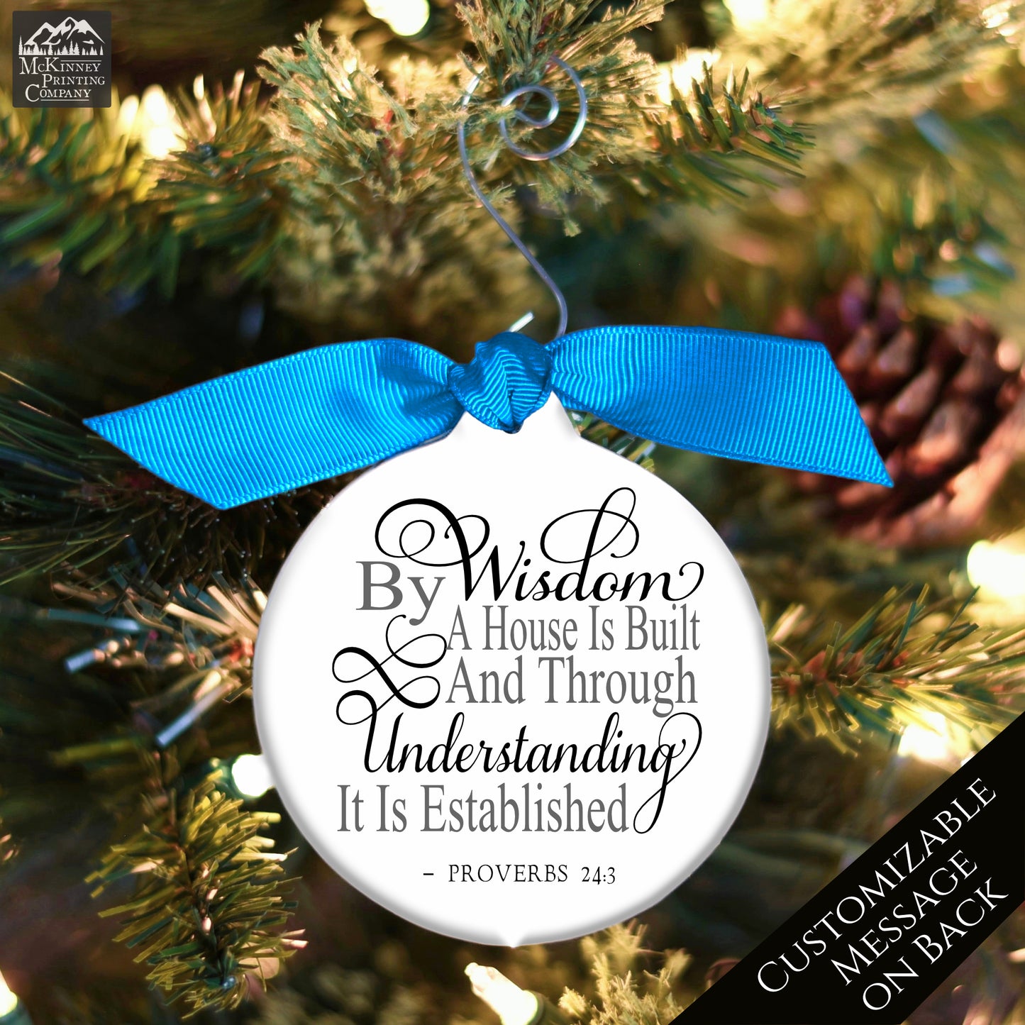 Proverbs 24:3 - Christmas Ornament, Scripture, Housewarming Gift, Xmas