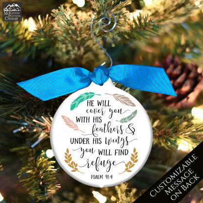 Psalm 91, 4 - Christian Ornaments, Bible Verse, Scripture, Custom