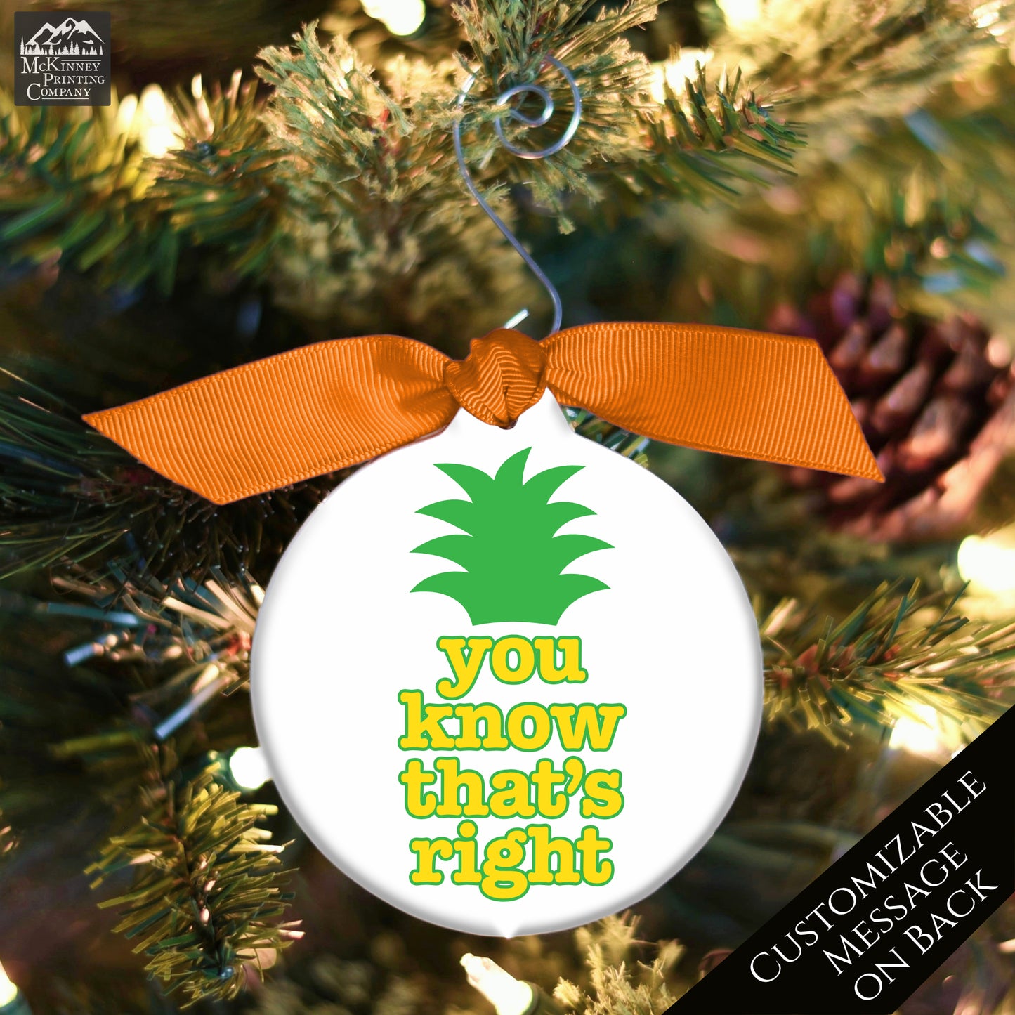 Psych TV Show - Christmas Ornament, Pineapple, Shawn, Gus, Quote