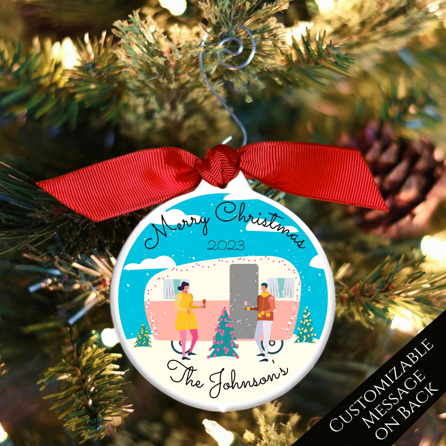 Camper Ornament - Family Christmas Gift, Retro, RV, Camping, Personalized