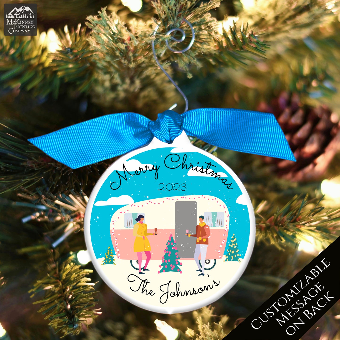 Camper Ornament - Family Christmas Gift, Retro, RV, Camping, Personalized