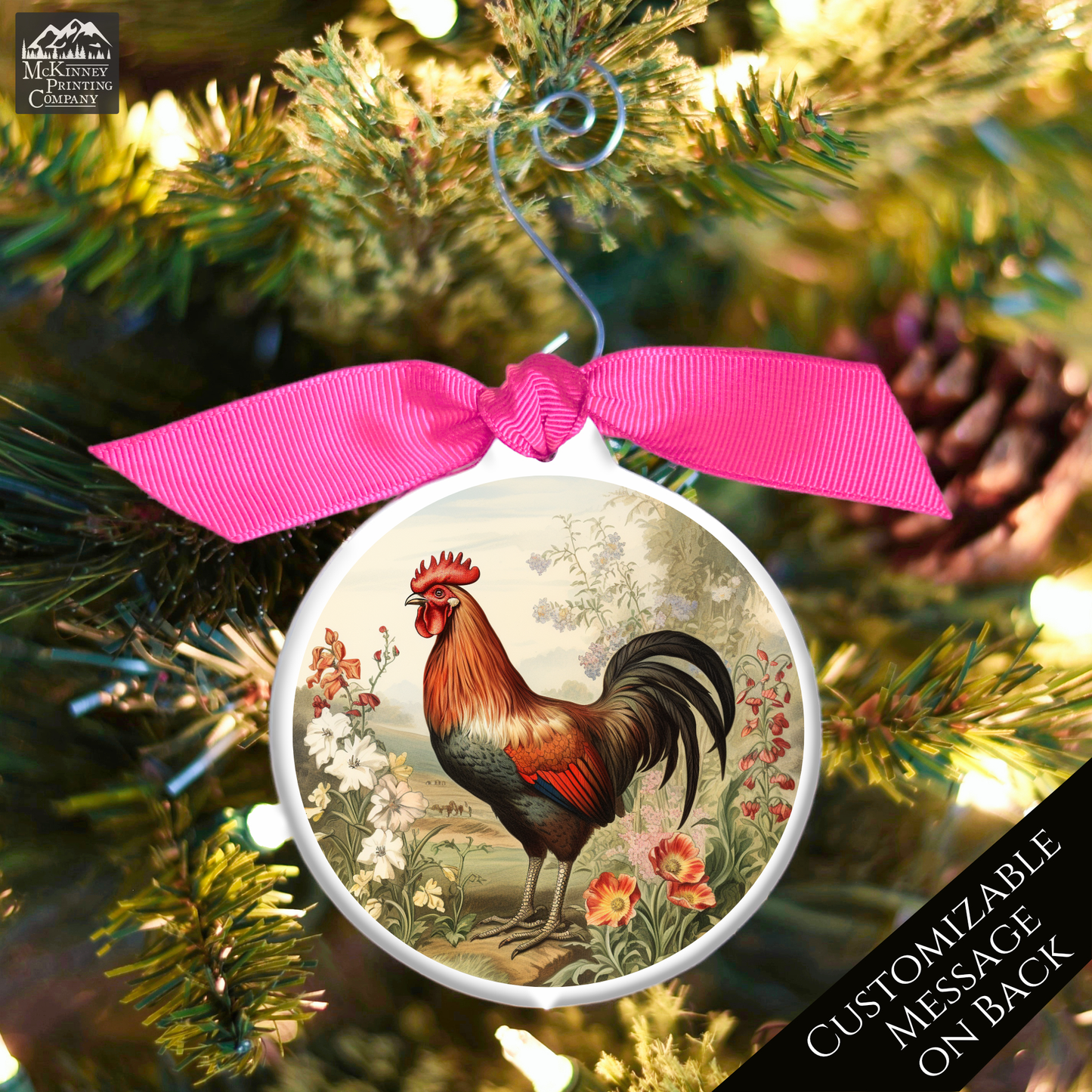 Chicken Ornament - Rooster Décor, Rooster Paining, Christmas Gift