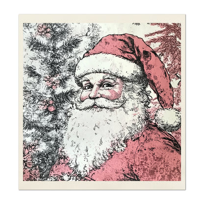 Christmas Fabric Panel - Vintage Santa, Victorian Décor, Quilt Block, Cotton, Quilting, Wall Art