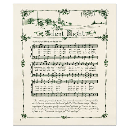 Silent Night - Christmas Fabric Panel, Décor, DIY, Quilt Block, Wall Art, Antique Sheet Music