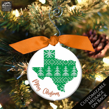 Texas Ornament - Personalized, Christmas, Jacquard, Sweater, Gift