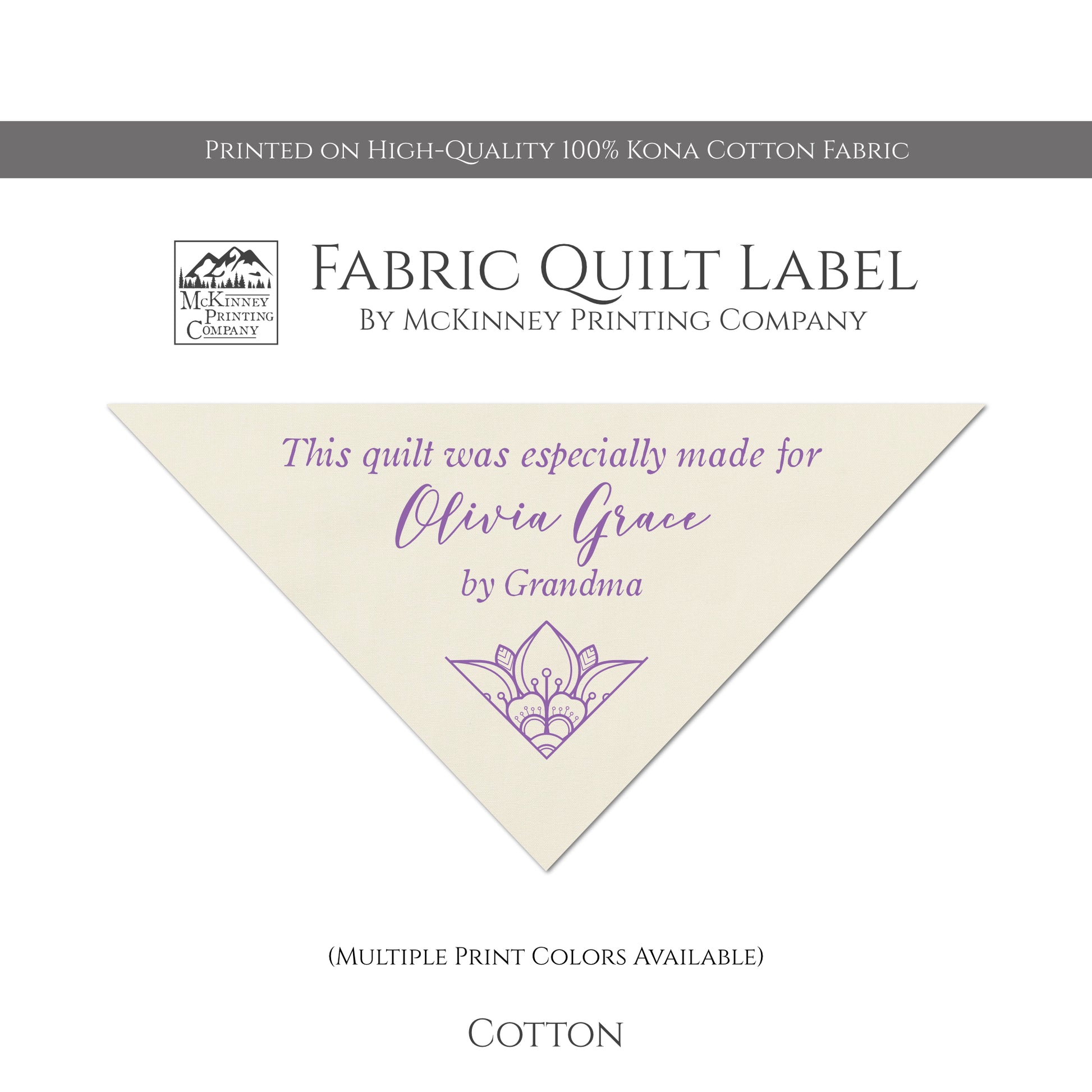 Quilting Label, Fabric Tag, Quilt, Personalized Name - Cotton